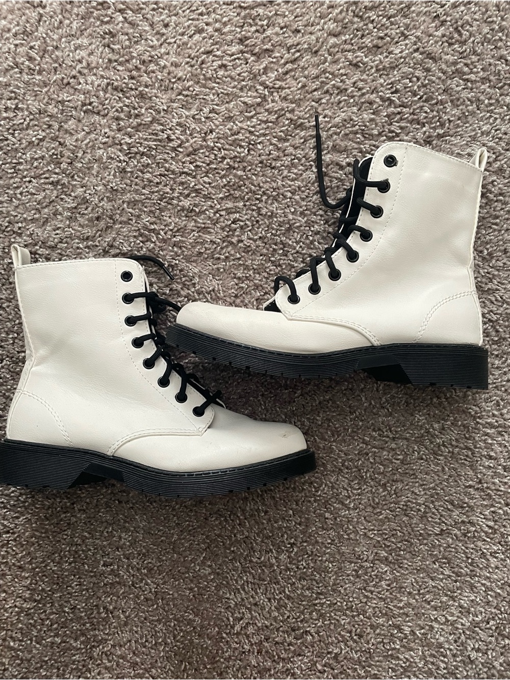 White Lace-Up Combat Boots for Women - Stylish Everyday Wear